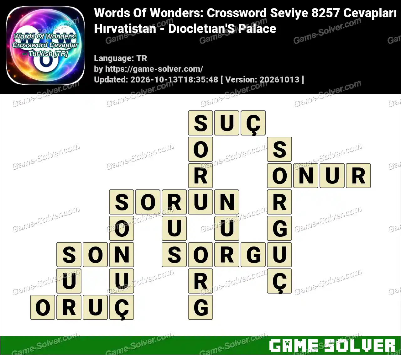 Words Of Wonders: Crossword Seviye 8257 Cevapları – Hırvatistan – Dıocletıan’S Palace